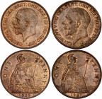 Great Britain 2 x 1 Penny 1927 - 1929
KM# 826 & 838; Bronze; George V; Mint: London; AUNC.