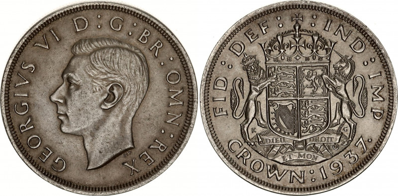 Great Britain 1 Crown 1937
KM# 857; Sp# 4078; N# 8473; Silver; George VI; Coron...