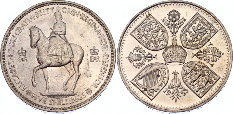 Great Britain 5 Shillings 1953
KM# 894; Sp# 4136; N# 5749; Copper-Nickel; Eliza...