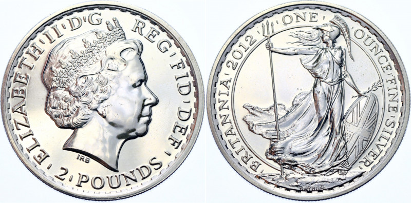 Great Britain 2 Pounds 2012 
KM# 1029; N# 13417; Silver; Britannia; UNC with mi...
