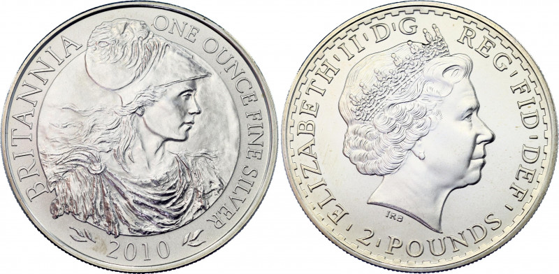 Great Britain 2 Pounds 2010 
KM# 1134; N# 18524; Silver; Britannia; 1 Ounce; UN...