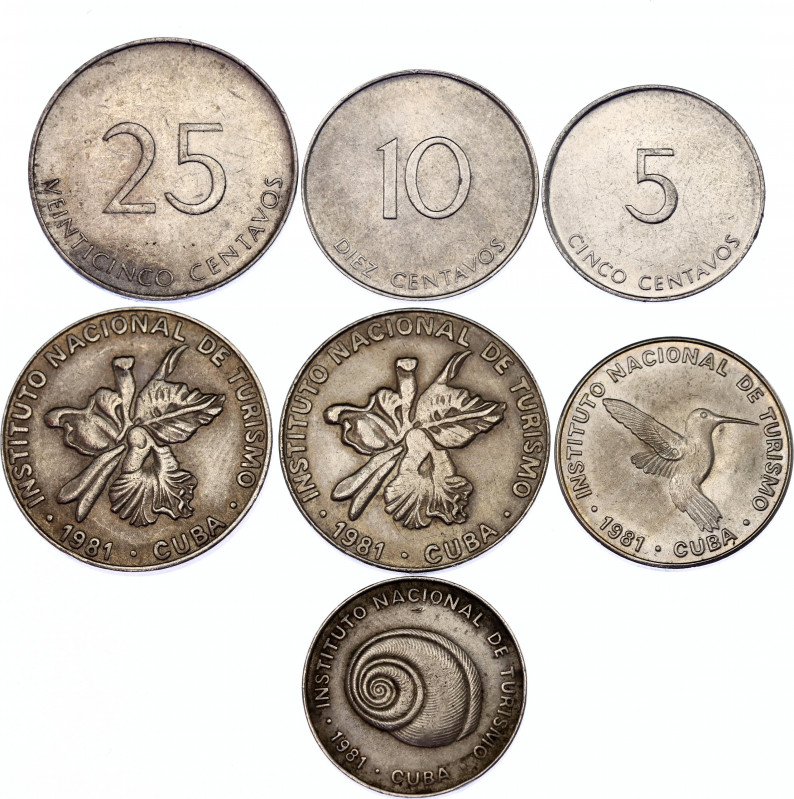 Cuba Lot of 7 Coins 1981 - 1988 INTUR Visitor's Coinage
Various Dates, Denomina...