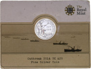 Great Britain 20 Pounds 2014 
KM# 1327, N# 62349; Silver; Centenary of the First World War – Outbreak of War; UNC; With original package.