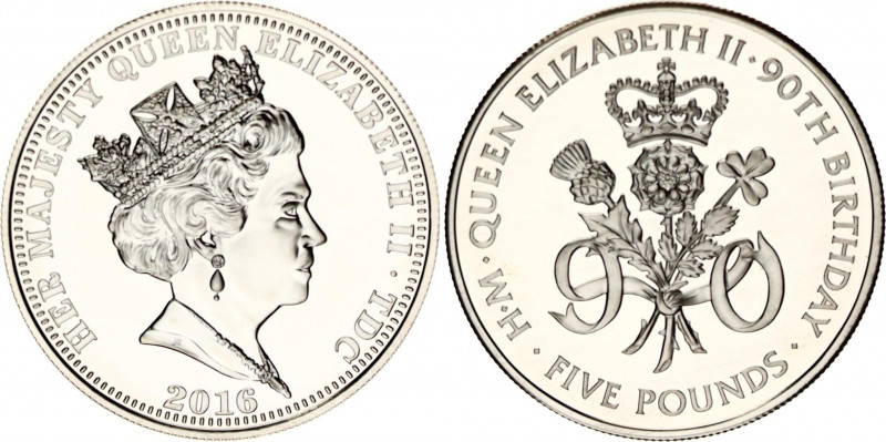 Great Britain 5 Pounds 2016
Silver (.999); Elizabeth II; 90th Anniversary of Bi...