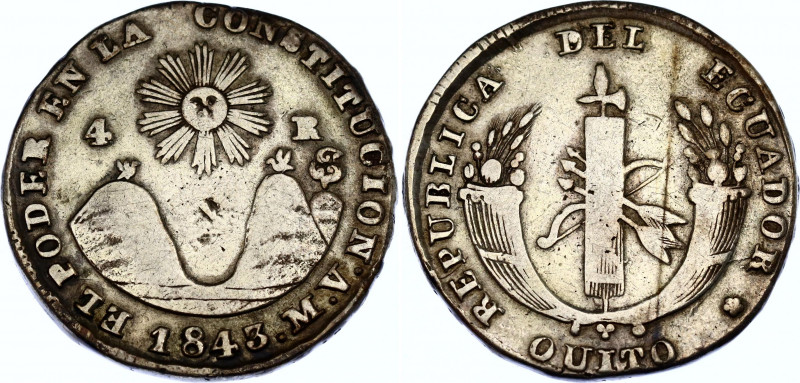 Ecuador 4 Reales 1843 MV
KM# 24; N# 40586; Silver; XF, nice condition for this ...