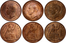 Great Britain 3 x 1 Penny 1940 - 1948
KM# 845; Sp# 4114; N# 669; Bronze; George VI; Mint: London; AUNC.