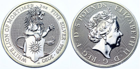 Great Britain 5 Pounds 2020 
N# 180354; Silver (.999) 62.42 g., 38.61 mm.; The Queen's Beasts - White Lion of Mortimer; UNC.