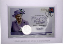 Great Britain 5 Pounds 2021
Sp# L88, N# 266339; Silver., Proof; Queen's 95th Birthday; UNC, Encapsulated., Cover and Certificate.
