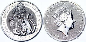 Great Britain 5 Pounds 2022 
Sp# TBBSA2, N# 321688; Silver (.999) 62.42 g., 38.61 mm; The Royal Tudor Beasts - Lion of England.