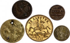 Great Britain Lot of 5 Jetones & Tokens 1837 - 1848
VF/UNC, One Holed.