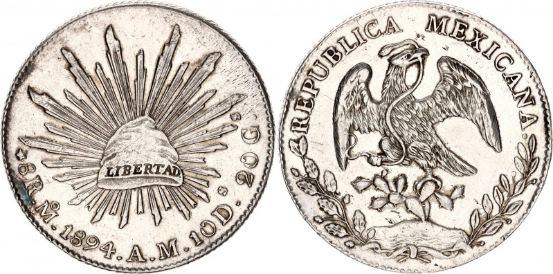 Mexico 8 Reals 1894 Mo AM
KM# 377.10; N# 7394; Silver 27.09 g.; UNC.