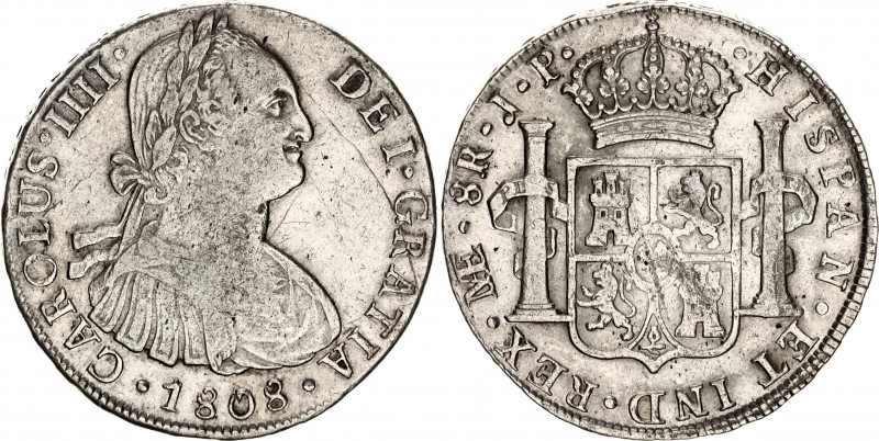 Peru 8 Reales 1808 LIMAE JP
KM# 97; N# 35033; Silver; Carlos IV; XF.