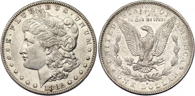 United States 1 Dollar 1882
KM# 110, N# 1492; Silver; "Morgan Dollar"; XF, with...