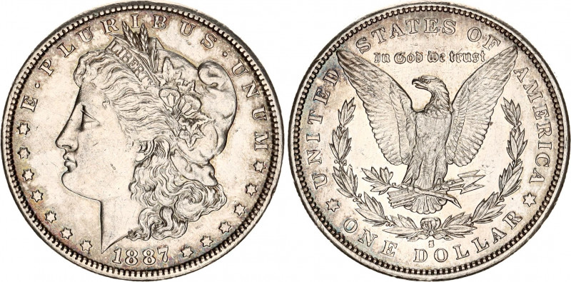 United States 1 Dollar 1887 S
KM# 110; N# 1492; Silver; "Morgan Dollar"; XF.