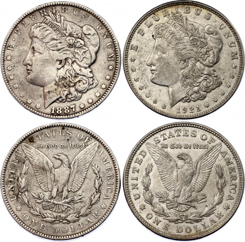 United States 2 x 1 Dollar 1887 - 1921
KM# 110, N# 1492; Silver; "Morgan Dollar...