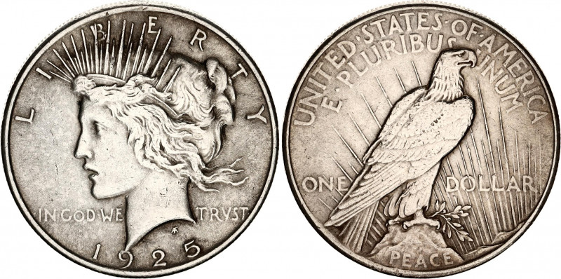 United States 1 Dollar 1925
KM# 150; N# 5580; Silver; "Peace Dollar"; Mint: Phi...