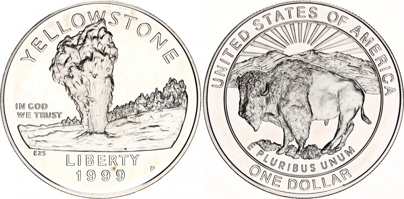 United States 1 Dollar 1999 P
KM# 299, N# 37837; Silver., Proof; Yellowstone's ...