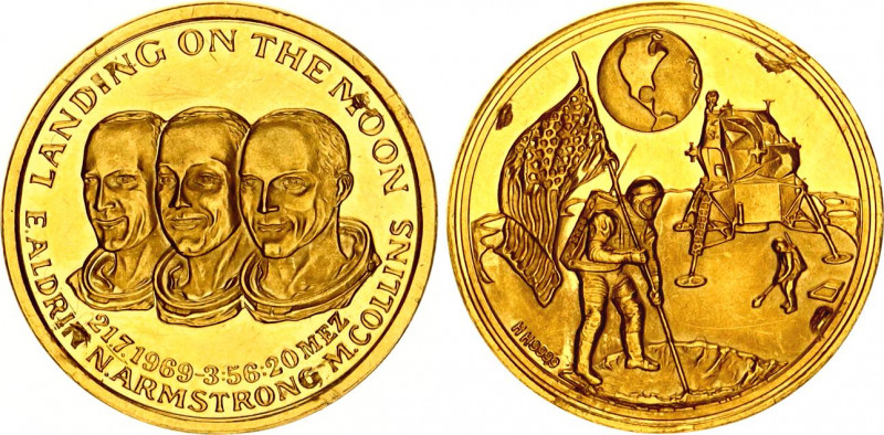 United States Commemorative Gold Medal "1st Landing on the Moon: Aldrin, Armstro...