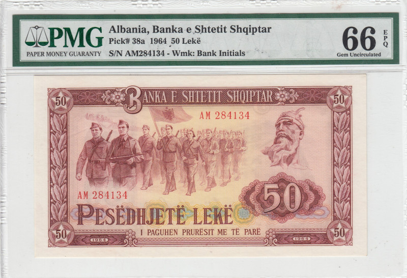 Albania, 50 Leke, 1964, UNC, p38a
UNC
PMG 66 EPQ
Estimate: USD 25-50