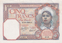 Algeria, 5 Francs, 1941, AUNC, p77b
AUNC
Split
Estimate: USD 30-60
