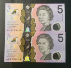 Australia, 5 Dollars, 2016, UNC, p62, (Total 2 banknotes)
UNC
Queen Elizabeth II portrait, Polymer banknote
Estimate: USD 20-40