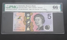 Australia, 5 Dollars, 2016, UNC, p62a
UNC
PMG 66 EPQ, Queen Elizabeth II. Potrait
Estimate: USD 30-60
