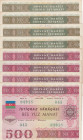Azerbaijan, 250-500 Manat, 1993, p13A; p13B, (Total 8 banknotes)
In different condition between VF and AUNC, Split
Estimate: USD 20-40