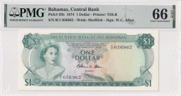 Bahamas, 1 Dollar, 1974, UNC, p35b
UNC
PMG 66 EPQ, Queen Elizabeth II. Potrait
Estimate: USD 50-100