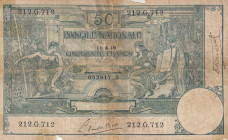 Belgium, 50 Francs, 1919, FINE(-), p68b
FINE(-)
Split, bands, rips and stains
Estimate: USD 100-200