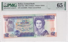 Belize, 2 Dollars, 1990, UNC, p52a
UNC
PMG 65 EPQ, Queen Elizabeth II. Potrait
Estimate: USD 30-60