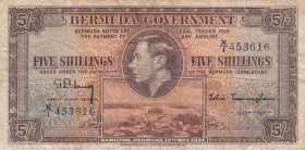 Bermuda, 5 Shillings, 1937, FINE, p8b
FINE
King George VI Portrait, Stained
Estimate: USD 20-40