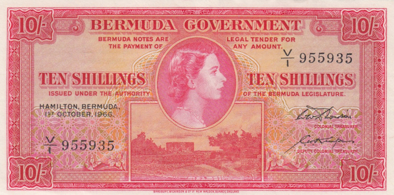 Bermuda, 10 Shillings, 1966, AUNC, p19c
AUNC
Queen Elizabeth II. Potrait
Esti...