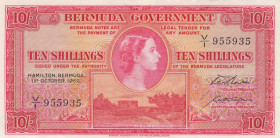Bermuda, 10 Shillings, 1966, AUNC, p19c
AUNC
Queen Elizabeth II. Potrait
Estimate: USD 210-420