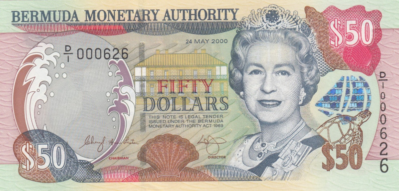 Bermuda, 50 Dollars, 2000, UNC, p54a
UNC
Queen Elizabeth II. Potrait, Low Seri...