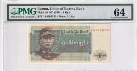 Burma, 1 Kyat, 1972, UNC, p56
UNC
PMG 64
Estimate: USD 20-40