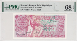 Burundi, 50 Francs, 1970, UNC, p22b
UNC
PMG 68 EPQ, High Condition 
Estimate: USD 250-500