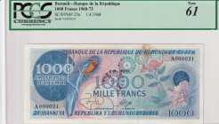 Burundi, 1.000 Francs, 1968, UNC, p25a
UNC
PCGS 61, Top 100 Serial Numbers
Estimate: USD 800-1600