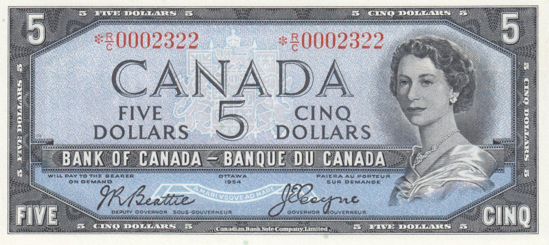 Canada, 5 Dollars, 1954, UNC, p77a, REPLACEMENT
UNC
Queen Elizabeth II. Potrai...