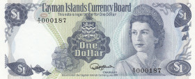 Cayman Islands, 1 Dollar, 1974, UNC, p5f
UNC
Low Serial Number, Queen Elizabeth II. Potrait
Estimate: USD 20-40