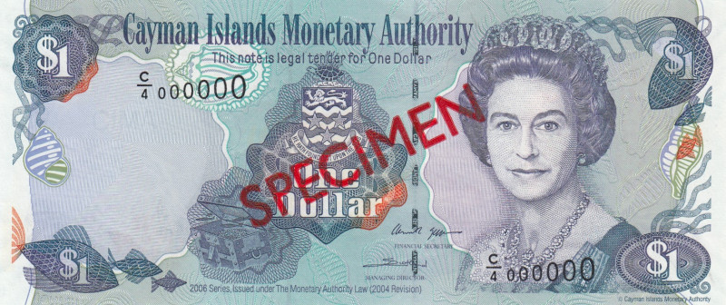 Cayman Islands, 1 Dollar, 2006, UNC, p33s, SPECIMEN
UNC
Queen Elizabeth II. Po...