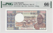 Congo Republic, 1.000 Francs, 1981/1984, UNC, p3e
UNC
PMG 66 EPQ
Estimate: USD 400-800