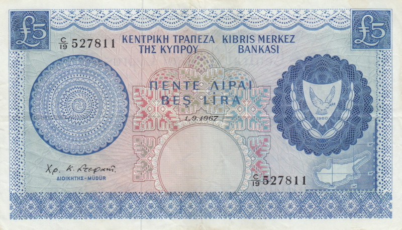 Cyprus, 5 Pounds, 1967, VF(+), p44a
VF(+)
Estimate: USD 20-40