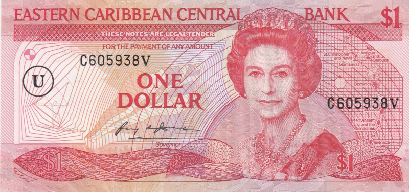 East Caribbean States, 1 Dollar, 1985/1988, UNC, p17v
UNC
Queen Elizabeth II. ...