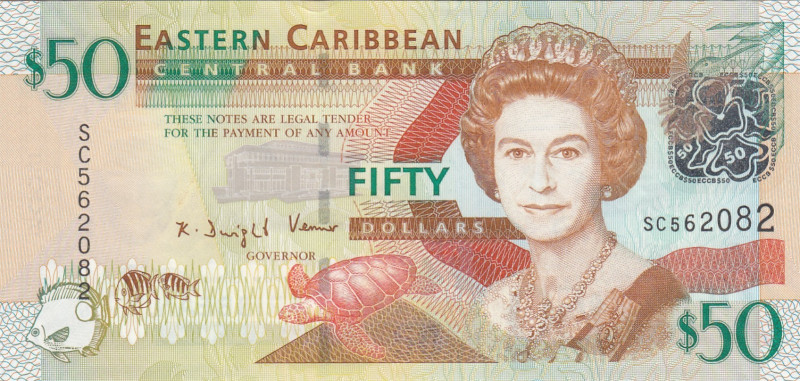 East Caribbean States, 50 Dollars, 2008, UNC, p50
UNC
Queen Elizabeth II. Potr...