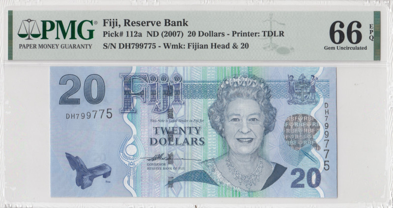 Fiji, 20 Dollars, 2007, UNC, p112a
UNC
PMG 66 EPQ, Queen Elizabeth II. Potrait...