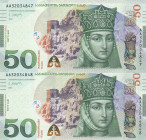Georgia, 50 Lari, 2020, UNC, p79, (Total 2 consecutive banknotes)
UNC
Estimate: USD 40-80