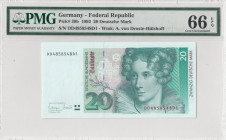 Germany - Federal Republic, 20 Deutsche Mark, 1993, UNC, p39b
UNC
PMG 66 EPQ
Estimate: USD 50-100