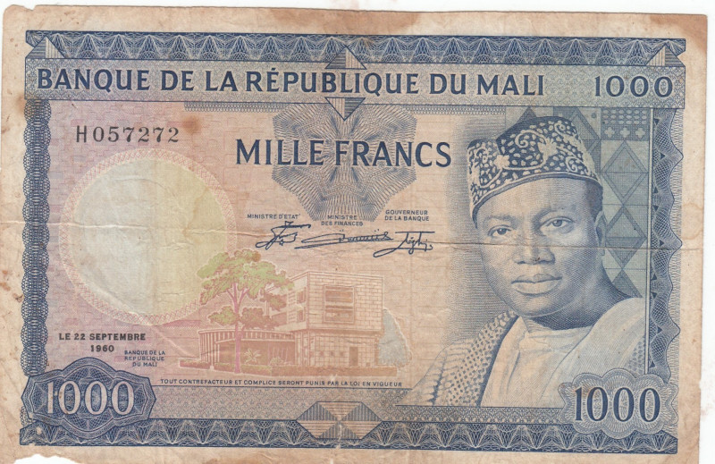 Mali, 1.000 Francs, 1967, FINE, p9
FINE
Split, rips and stains
Estimate: USD ...