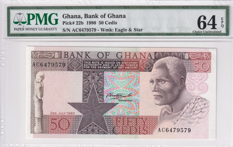 Ghana, 50 Cedis, 1980, UNC, p22b
UNC
PMG 64 EPQ
Estimate: USD 20-40