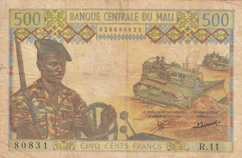 Mali, 500 Francs, 1973/1984, FINE, p12c
FINE
There are stains and split
Estim...